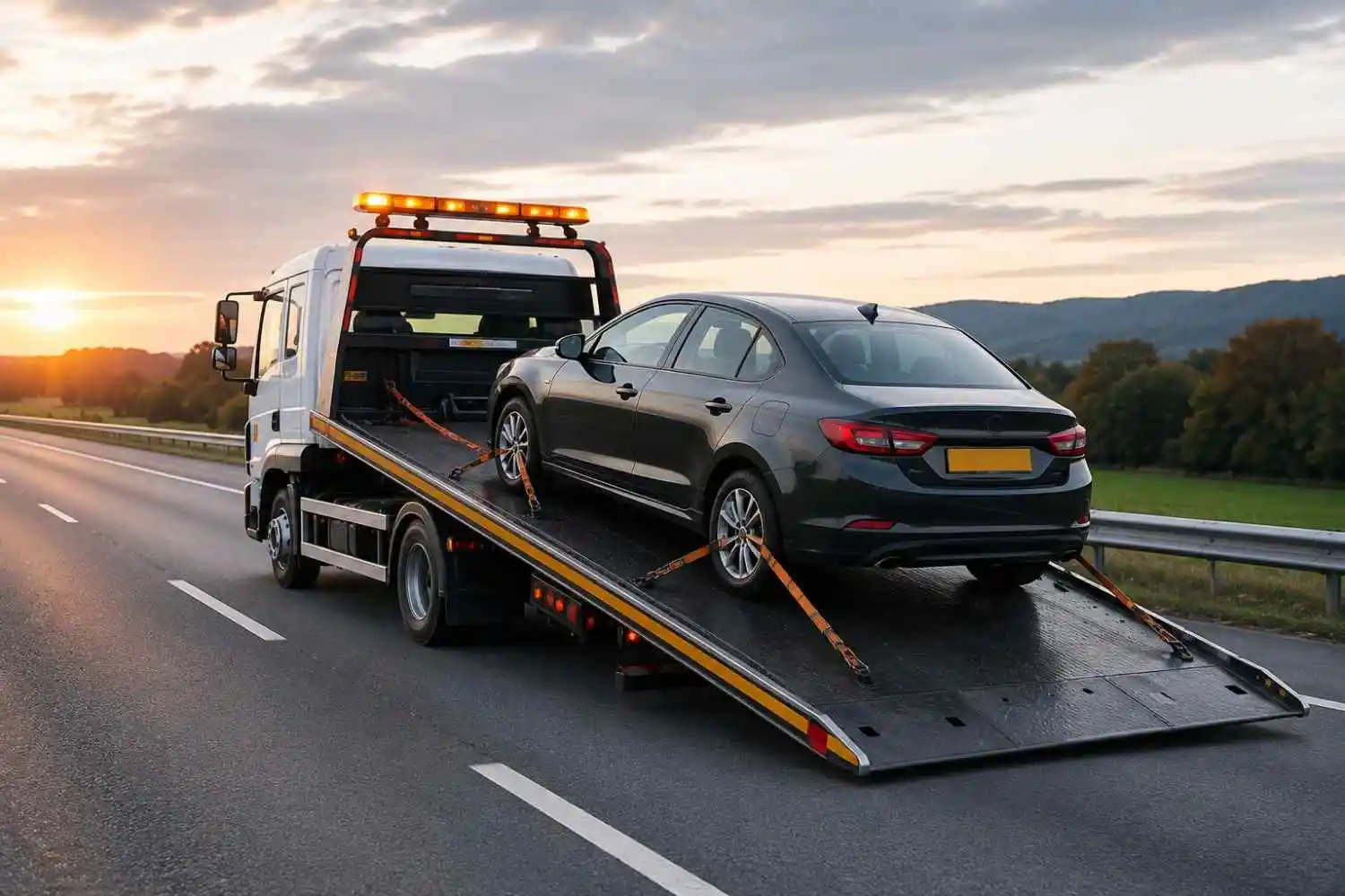 Recovery truck on a UK motorway for national vehicle recovery
