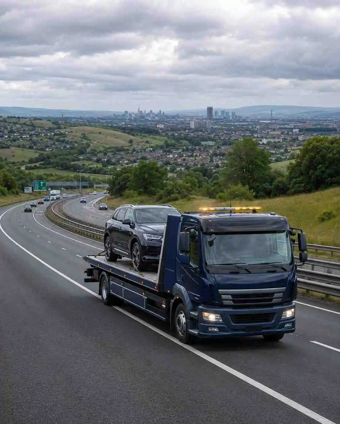UK motorway recovery truck supporting roadside assistance